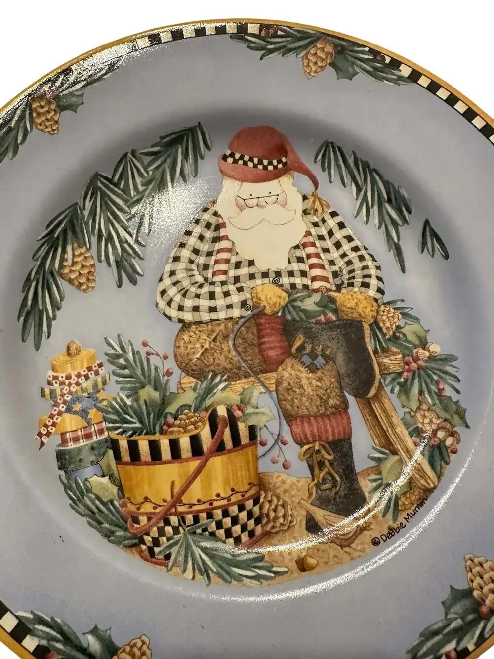 Debbie Mumm Woodland Santa Sakura Stoneware Salad Dessert Plate 8.5 Inch